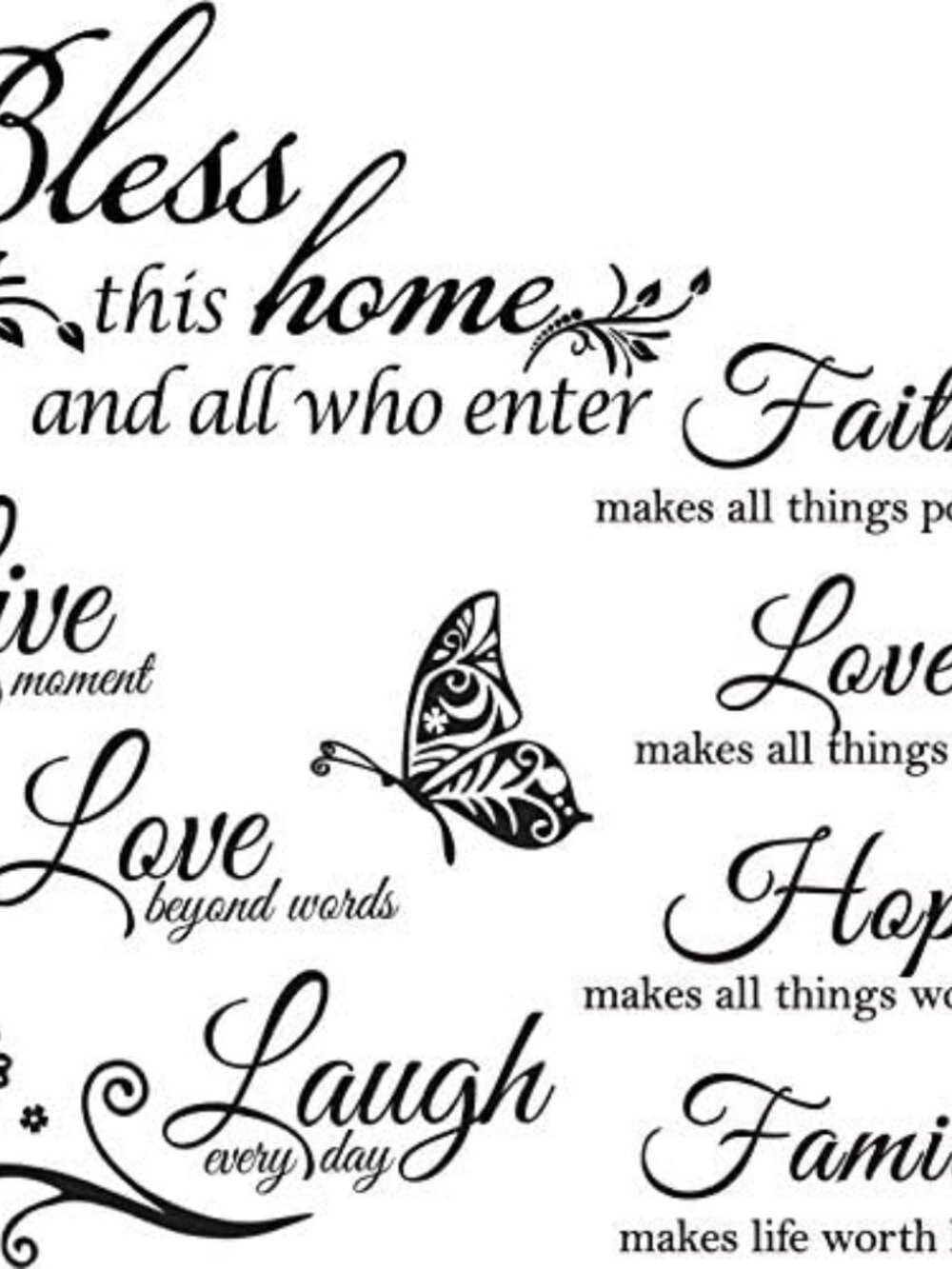 Vinyl Wall Quote Stickers Love Faith Hope Family,Classic Color